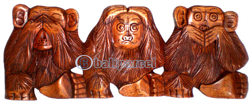 Wooden Monkey Wallhanging, Hand Carved From Hibiscus Wood