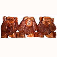 Wooden Monkey Wallhanging, Hand Carved From Hibiscus Wood