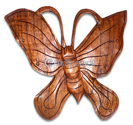 Wooden Butterfly Wallhanging, Hand Carved From Hibiscus Wood