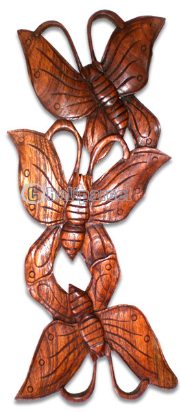 Wooden Butterfly Wallhanging, Hand Carved From Hibiscus Wood