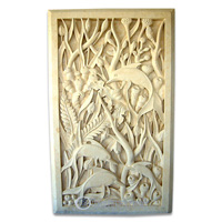 Handcrafted Relief Wall Panel, Handmade From Stone