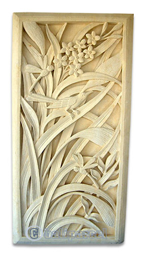 Handcrafted Relief Wall Panel, Handmade From Stone