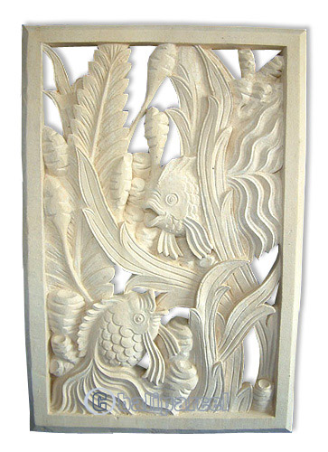 Handcrafted Relief Wall Panel, Handmade From Stone