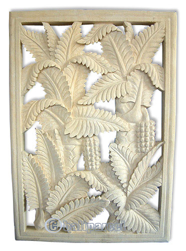 Handcrafted Relief Wall Panel, Handmade From Stone