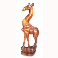Wooden Giraffe, Hand Carved From Suar Wood