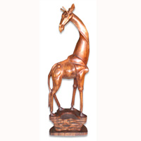 Wooden Giraffe, Hand Carved From Suar Wood