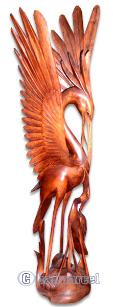 Wooden Two Birds, Hand Carved From Hibiscus Wood