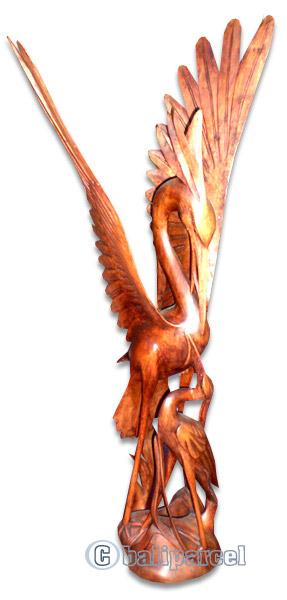 Wooden Two Birds, Hand Carved From Hibiscus Wood