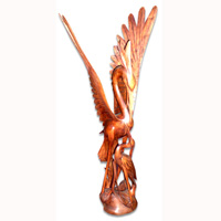 Wooden Two Birds, Hand Carved From Hibiscus Wood