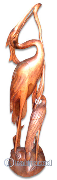 Wooden Two Birds, Hand Carved From Hibiscus Wood