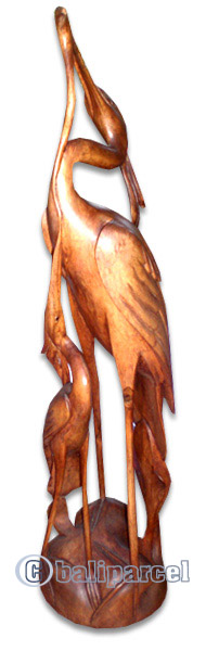 Wooden Two Birds, Hand Carved From Hibiscus Wood