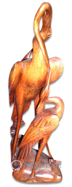 Wooden Two Birds, Hand Carved From Hibiscus Wood