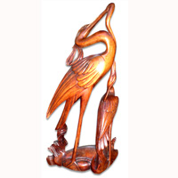Wooden Two Birds, Hand Carved From Hibiscus Wood
