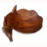 Wooden Dolphin Fruits Bowl, Hand Carved From Suar Wood