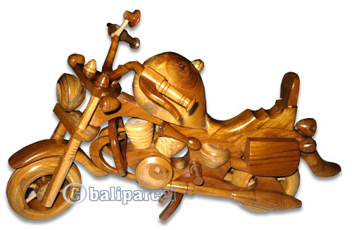 Wooden Motor Cycle, Handmade From Teak Wood