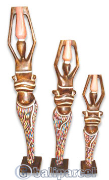 Women Statue Set Of 3, Handmade From Albesia Wood