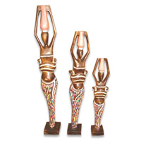 Women Statue Set Of 3, Handmade From Albesia Wood