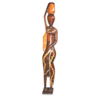 Women Statue Set Of 3, Handmade From Albesia Wood