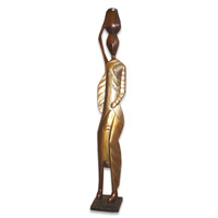 Women Statue Set Of 3, Handmade From Albesia Wood