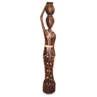 Women Statue Set Of 3, Handmade From Albesia Wood