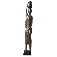 Women Statue Set Of 3, Handmade From Albesia Wood