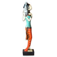 Women Statue Set Of 3, Handmade From Albesia Wood