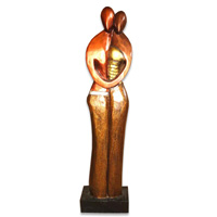 Women Statue Set Of 3, Handmade From Albesia Wood