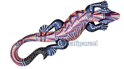 Singel Gecko Dot Art Wall Plaque, Handcarved From Albesia Wood  