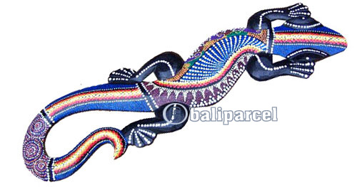 Singel Gecko Dot Art Wall Plaque, Handcarved From Albesia Wood  