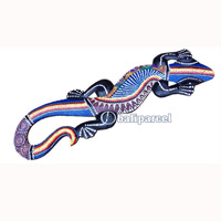 Singel Gecko Dot Art Wall Plaque, Handcarved From Albesia Wood  