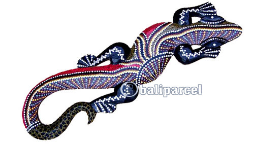 Singel Gecko Dot Art Wall Plaque, Handcarved From Albesia Wood  