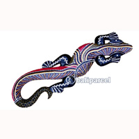 Singel Gecko Dot Art Wall Plaque, Handcarved From Albesia Wood  