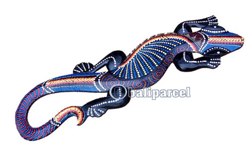 Singel Gecko Dot Art Wall Plaque, Handcarved From Albesia Wood  