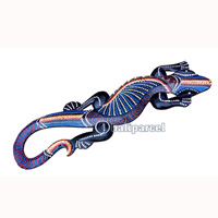 Singel Gecko Dot Art Wall Plaque, Handcarved From Albesia Wood  