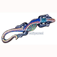 Singel Gecko Dot Art Wall Plaque, Handcarved From Albesia Wood  