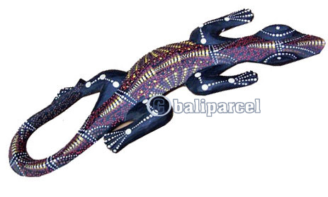 Singel Gecko Dot Art Wall Plaque, Handcarved From Albesia Wood  