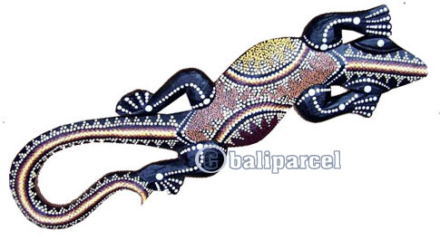 Singel Gecko Dot Art Wall Plaque, Handcarved From Albesia Wood  