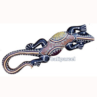 Singel Gecko Dot Art Wall Plaque, Handcarved From Albesia Wood  