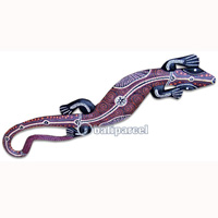 Singel Gecko Dot Art Wall Plaque, Handcarved From Albesia Wood  