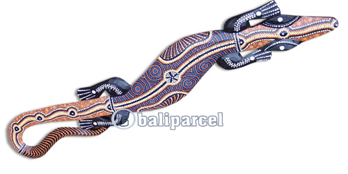 Singel Gecko Dot Art Wall Plaque, Handcarved From Albesia Wood  