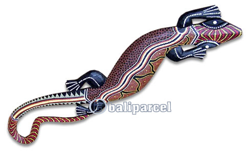 Singel Gecko Dot Art Wall Plaque, Handcarved From Albesia Wood  