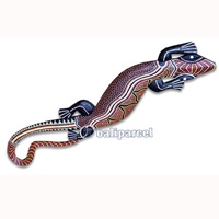 Singel Gecko Dot Art Wall Plaque, Handcarved From Albesia Wood  
