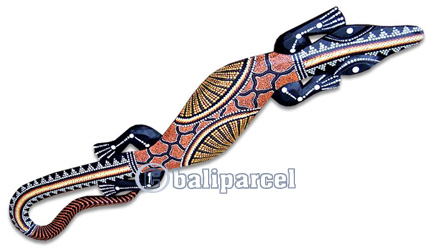 Singel Gecko Dot Art Wall Plaque, Handcarved From Albesia Wood  