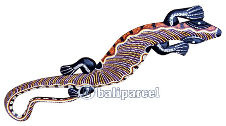 Singel Gecko Dot Art Wall Plaque, Handcarved From Albesia Wood  