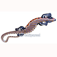 Singel Gecko Dot Art Wall Plaque, Handcarved From Albesia Wood  