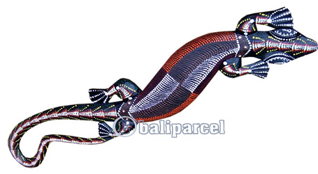 Singel Gecko Dot Art Wall Plaque, Handcarved From Albesia Wood  
