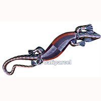 Singel Gecko Dot Art Wall Plaque, Handcarved From Albesia Wood  