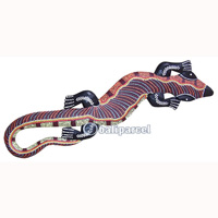 Singel Gecko Dot Art Wall Plaque, Handcarved From Albesia Wood  