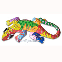 Singel Gecko Wall Plaque With Crazy Color, Handcarved From Albesia Wood  