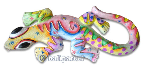 Singel Gecko Wall Plaque With Crazy Color, Handcarved From Albesia Wood  